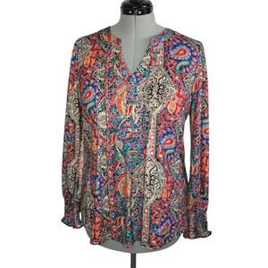 Lomon Vibrant Paisley Print Top Size Large Modern Boho Eclectic Global Inspo